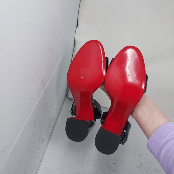 CHRISTIAN LOUBOUTIN Miss Sabina Black Ankle Strap Block Heel Sandal - Picture 2 of 12